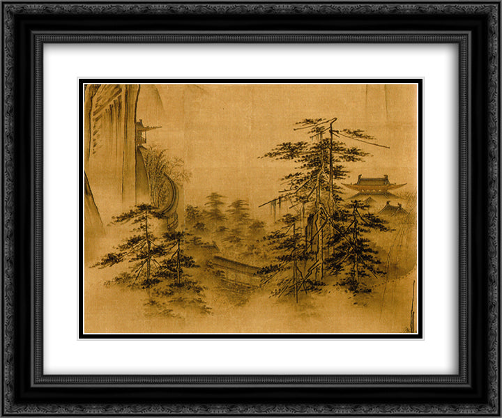 Dancing and Singing (Peasants Returning from Work) (detail 1) 24x20 Black Ornate Wood Framed Art Print Poster with Double Matting by Ma Yuan
