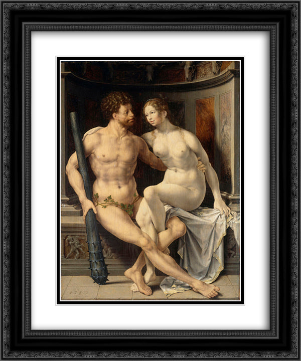 Hercules and Deianeira 20x24 Black Ornate Wood Framed Art Print Poster with Double Matting by Mabuse