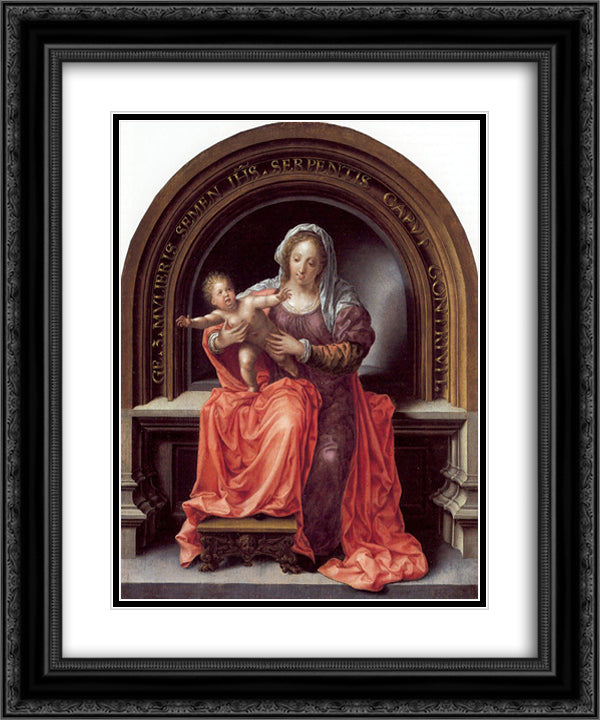 The Virgin and Child 20x24 Black Ornate Wood Framed Art Print Poster with Double Matting by Mabuse