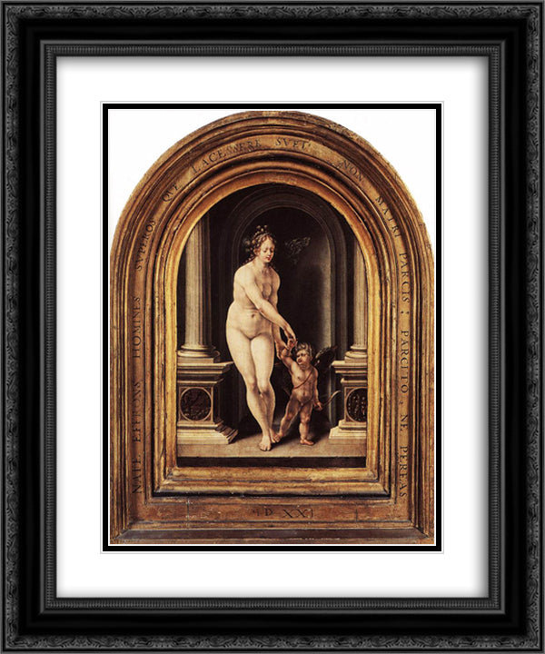 Venus and Cupid 20x24 Black Ornate Wood Framed Art Print Poster with Double Matting by Mabuse