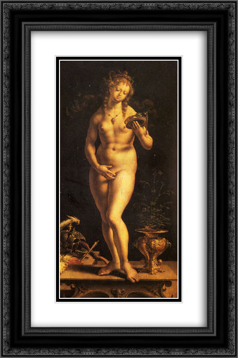Venus and the Mirror 16x24 Black Ornate Wood Framed Art Print Poster with Double Matting by Mabuse