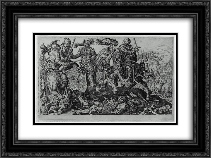 Conquest of Tunis (Victory of Charles V) 24x18 Black Ornate Wood Framed Art Print Poster with Double Matting by van Heemskerck, Maerten