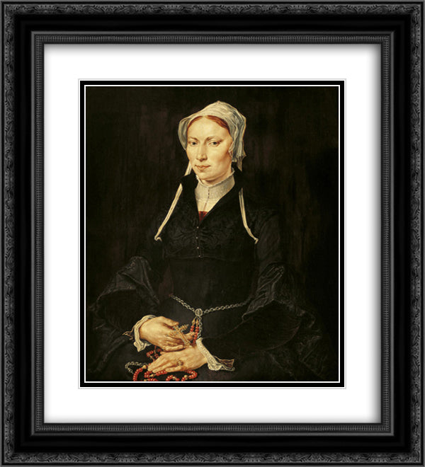 Painting of the nun Hillegond Gerritsdr 20x22 Black Ornate Wood Framed Art Print Poster with Double Matting by van Heemskerck, Maerten