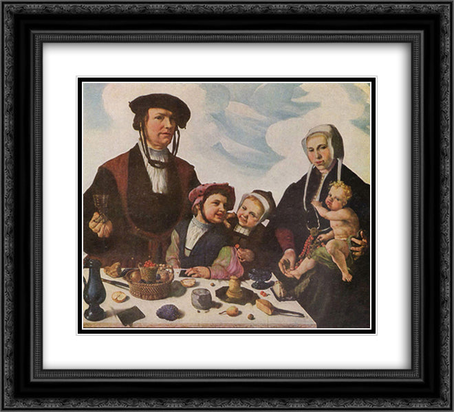 Pieter Jan Foppeszoon and his Family 22x20 Black Ornate Wood Framed Art Print Poster with Double Matting by van Heemskerck, Maerten