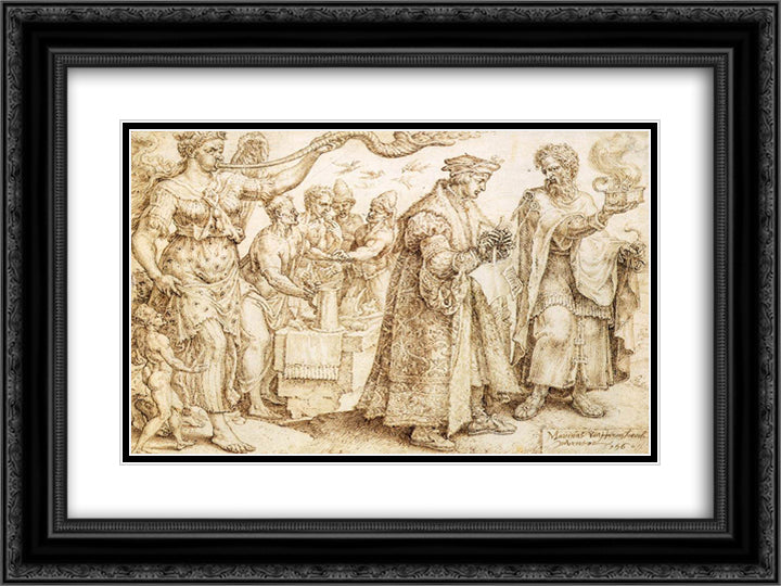 The Unhappy Lot of the Rich 24x18 Black Ornate Wood Framed Art Print Poster with Double Matting by van Heemskerck, Maerten