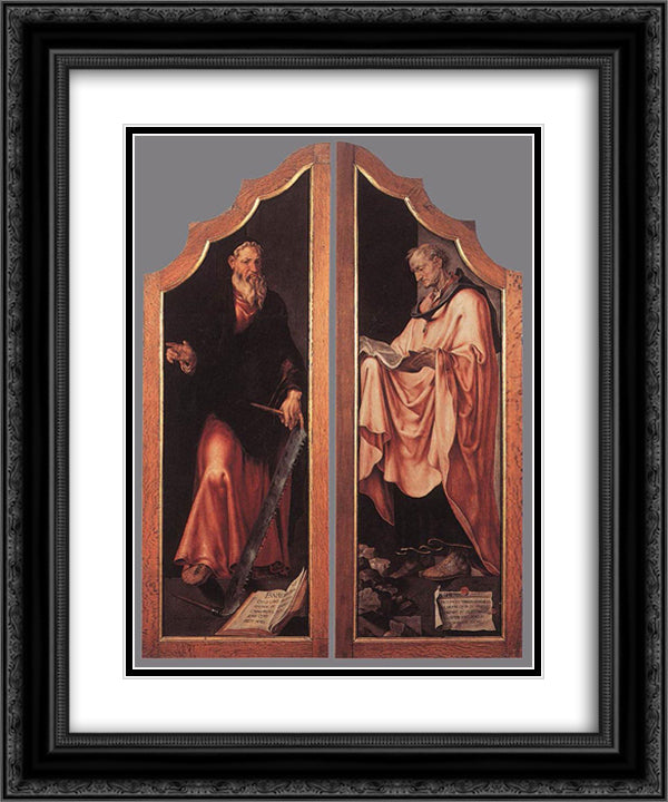 Triptych of the Entombment (closed) 20x24 Black Ornate Wood Framed Art Print Poster with Double Matting by van Heemskerck, Maerten