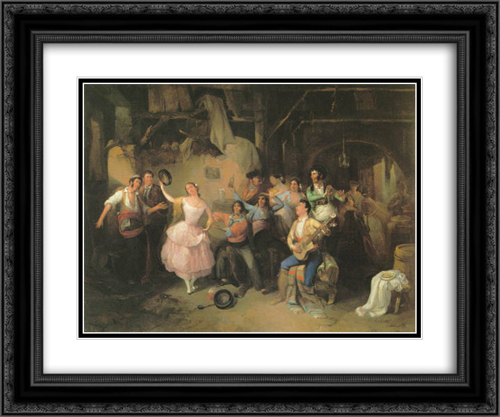 Juerga flamenca en la feria 24x20 Black Ornate Wood Framed Art Print Poster with Double Matting by Rodriguez de Guzman, Manuel
