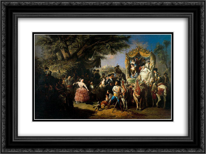 La feria de Santiponce 24x18 Black Ornate Wood Framed Art Print Poster with Double Matting by Rodriguez de Guzman, Manuel