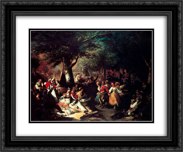 La romeria de la Virgen del Puerto 24x20 Black Ornate Wood Framed Art Print Poster with Double Matting by Rodriguez de Guzman, Manuel