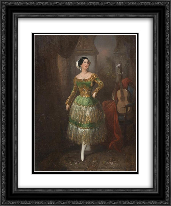 Lady of Sevilla 20x24 Black Ornate Wood Framed Art Print Poster with Double Matting by Rodriguez de Guzman, Manuel