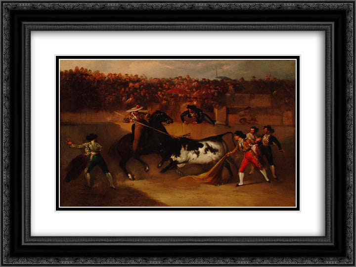 Suerte de varas 24x18 Black Ornate Wood Framed Art Print Poster with Double Matting by Rodriguez de Guzman, Manuel