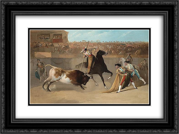 The Picador 24x18 Black Ornate Wood Framed Art Print Poster with Double Matting by Rodriguez de Guzman, Manuel
