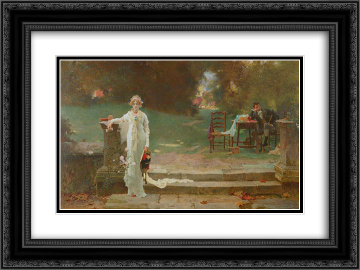 A Passing Cloud 24x18 Black Ornate Wood Framed Art Print Poster with Double Matting by Stone, Marcus