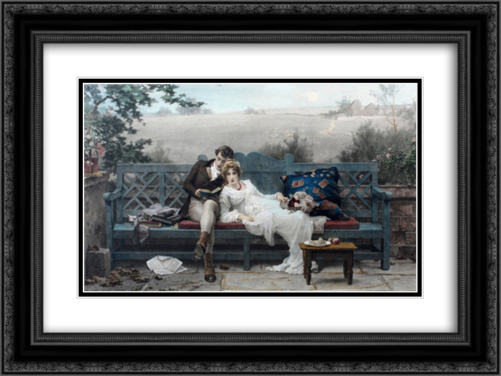 Honeymoon 24x18 Black Ornate Wood Framed Art Print Poster with Double Matting by Stone, Marcus