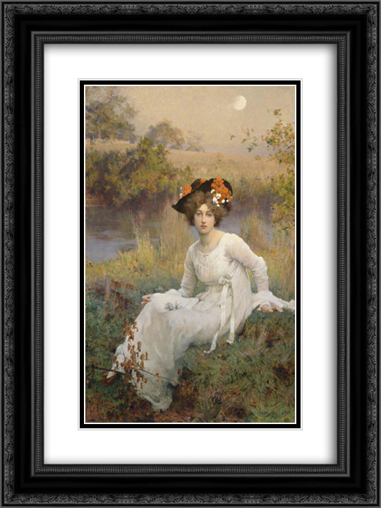 Reverie 18x24 Black Ornate Wood Framed Art Print Poster with Double Matting by Stone, Marcus