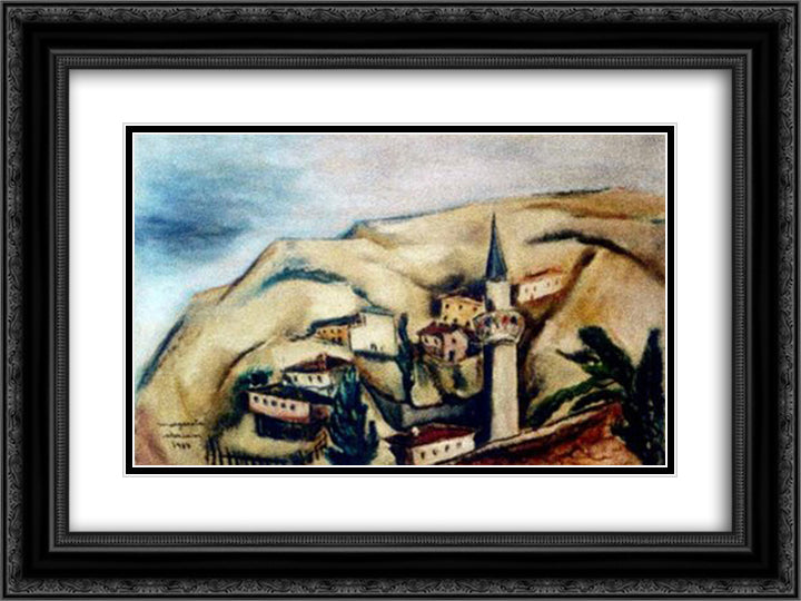 Balcic 24x18 Black Ornate Wood Framed Art Print Poster with Double Matting by Sterian, Margareta