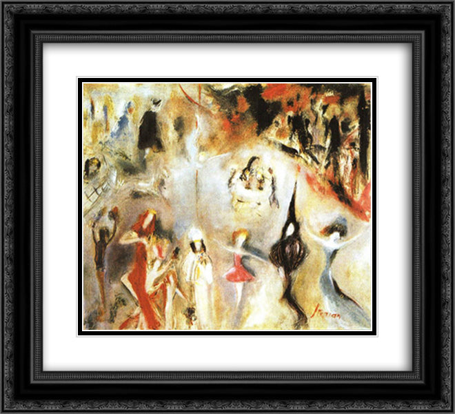 Behind the Curtain 22x20 Black Ornate Wood Framed Art Print Poster with Double Matting by Sterian, Margareta