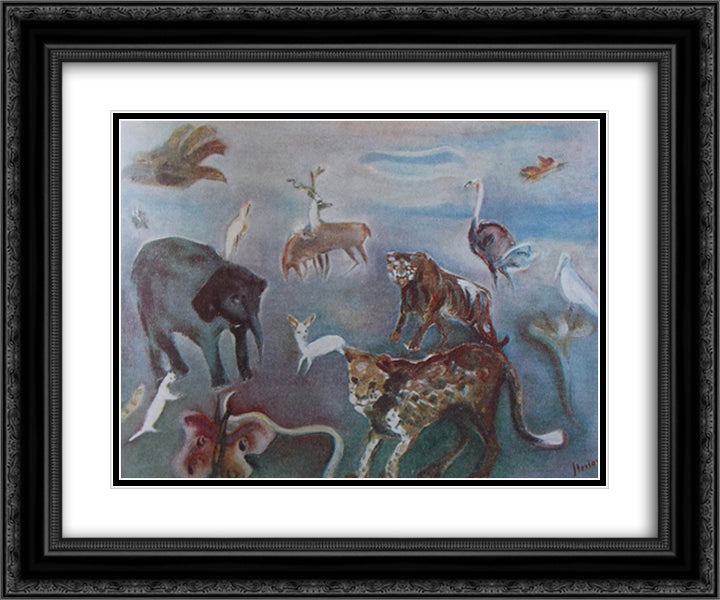 Dream Jungle 24x20 Black Ornate Wood Framed Art Print Poster with Double Matting by Sterian, Margareta