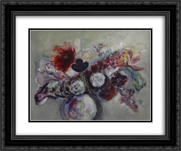 Flowers 24x20 Black Ornate Wood Framed Art Print Poster with Double Matting by Sterian, Margareta