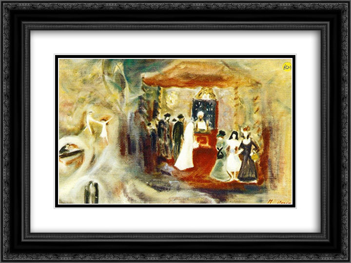 Jewish Wedding 24x18 Black Ornate Wood Framed Art Print Poster with Double Matting by Sterian, Margareta
