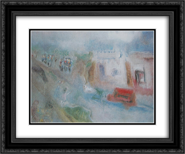 Sunday in Breaza 24x20 Black Ornate Wood Framed Art Print Poster with Double Matting by Sterian, Margareta