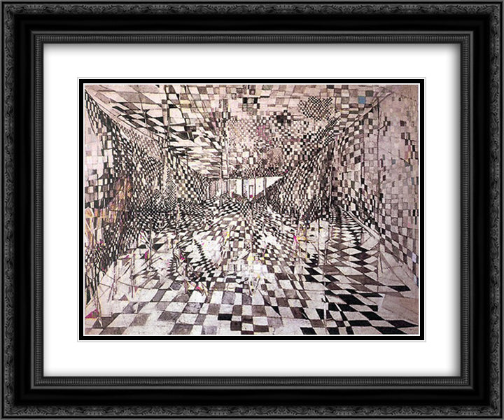 Enigma 24x20 Black Ornate Wood Framed Art Print Poster with Double Matting by Vieira da Silva, Maria Helena
