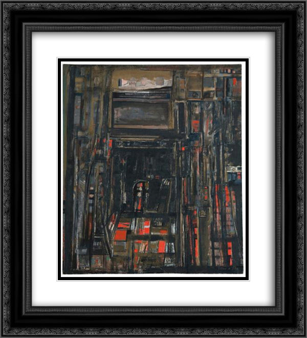 Le theatre PIrandello 20x22 Black Ornate Wood Framed Art Print Poster with Double Matting by Vieira da Silva, Maria Helena