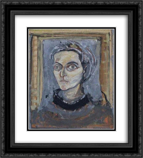 Self Portrait 20x22 Black Ornate Wood Framed Art Print Poster with Double Matting by Vieira da Silva, Maria Helena