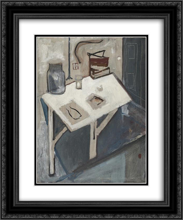 Still Life Blue 20x24 Black Ornate Wood Framed Art Print Poster with Double Matting by Vieira da Silva, Maria Helena