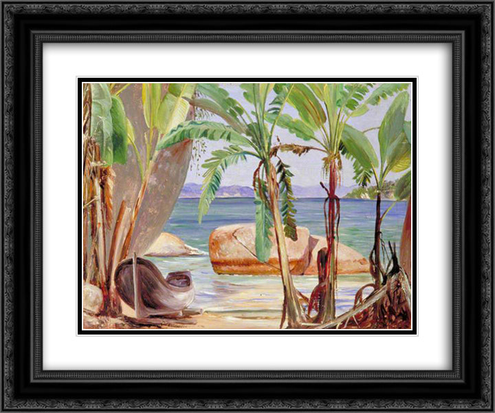 Bananas and Rocks at Paqueta, Brazil 24x20 Black Ornate Wood Framed Art Print Poster with Double Matting by North, Marianne