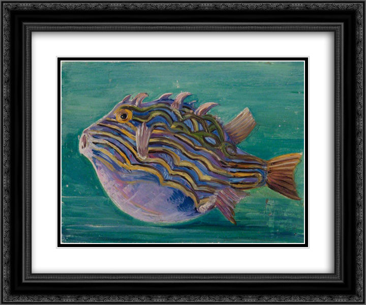 Exotic Fish 24x20 Black Ornate Wood Framed Art Print Poster with Double Matting by North, Marianne