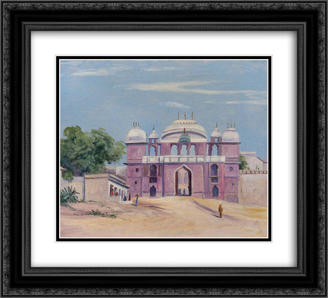 Gate of Rajah's Palace, Benares, India 22x20 Black Ornate Wood Framed Art Print Poster with Double Matting by North, Marianne