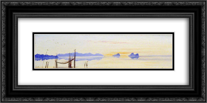 Mouth of the Kuching River, Sarawak, Borneo 24x12 Black Ornate Wood Framed Art Print Poster with Double Matting by North, Marianne