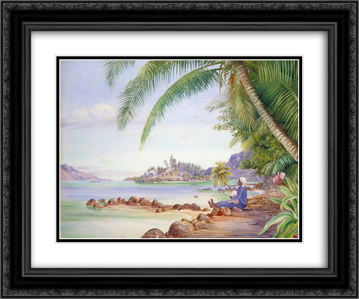 View of Round Island and a Part of St Anne's from Quarantine Island 24x20 Black Ornate Wood Framed Art Print Poster with Double Matting by North, Marianne