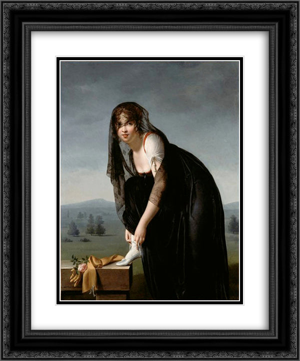 Une etude de femme d'apres nature (Portrait de Madame Soustras) 20x24 Black Ornate Wood Framed Art Print Poster with Double Matting by Villers, Marie Denise