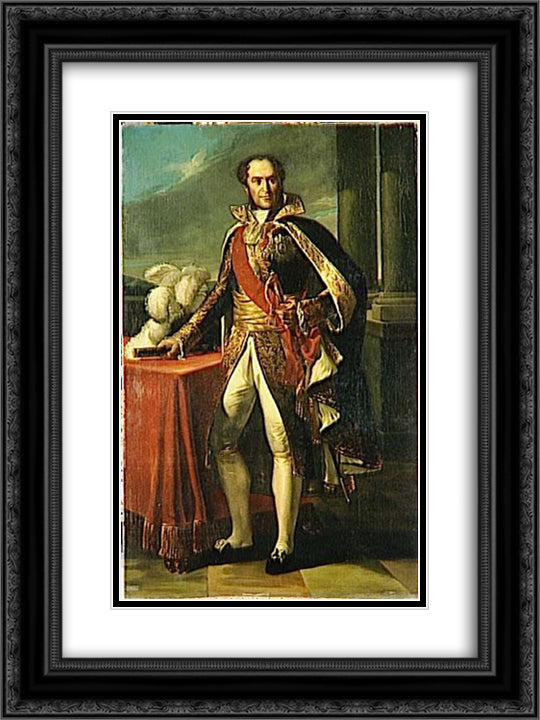 Guillaume Marie-Anne, comte de Brune, marechal de France (1763-1815) 18x24 Black Ornate Wood Framed Art Print Poster with Double Matting by Benoist, Marie Guillemine