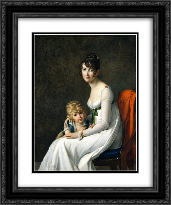 Madame Jeanne Desbassayns de Richemont And Her Son, Eugene 20x24 Black Ornate Wood Framed Art Print Poster with Double Matting by Benoist, Marie Guillemine