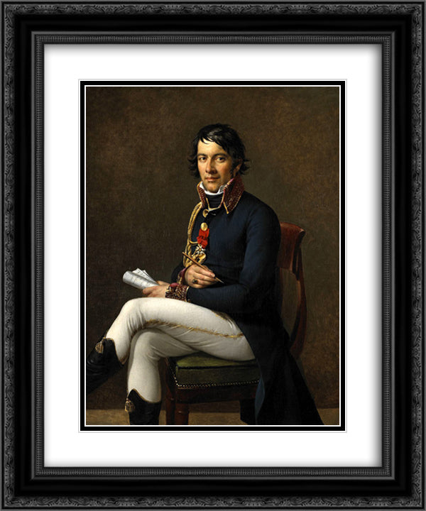 Portrait of Baron Larrey 20x24 Black Ornate Wood Framed Art Print Poster with Double Matting by Benoist, Marie Guillemine
