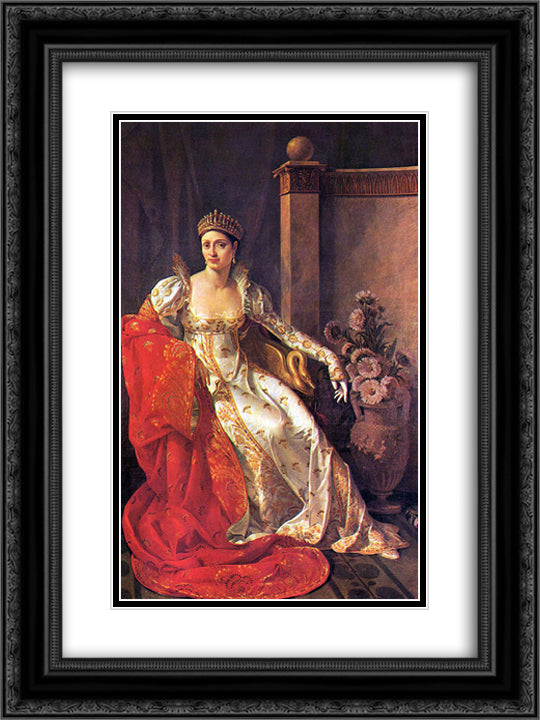 Portrait of Elisa Bonaparte, Grand Duchess of Tuscany 18x24 Black Ornate Wood Framed Art Print Poster with Double Matting by Benoist, Marie Guillemine