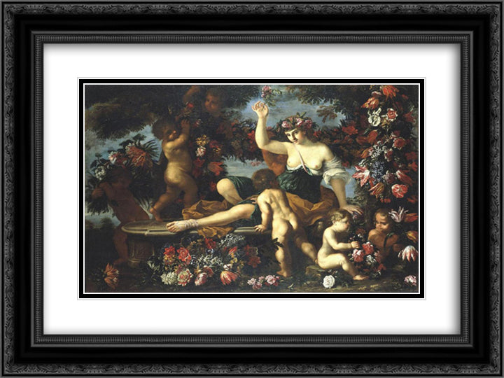 Spring 24x18 Black Ornate Wood Framed Art Print Poster with Double Matting by Nuzzi, Mario