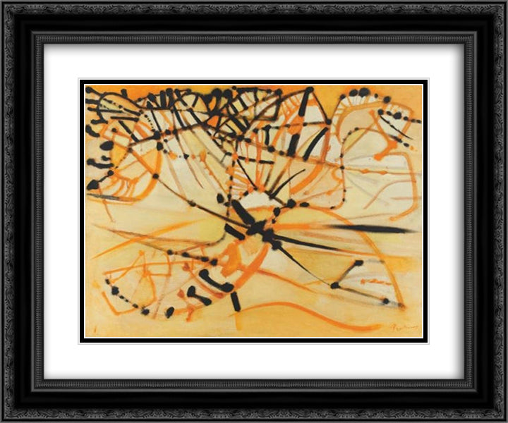 Alpilles orange 24x20 Black Ornate Wood Framed Art Print Poster with Double Matting by Prassinos, Mario