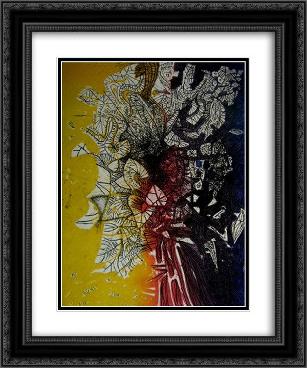 Bouquet 20x24 Black Ornate Wood Framed Art Print Poster with Double Matting by Prassinos, Mario