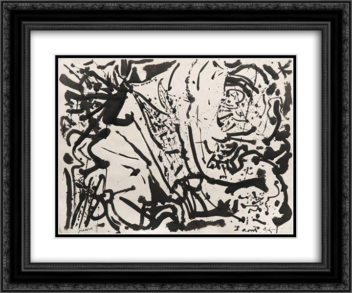 Paysage, MP 216 24x20 Black Ornate Wood Framed Art Print Poster with Double Matting by Prassinos, Mario