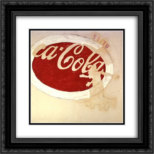 Coca cola (Tutto) 20x20 Black Ornate Wood Framed Art Print Poster with Double Matting by Schifano, Mario
