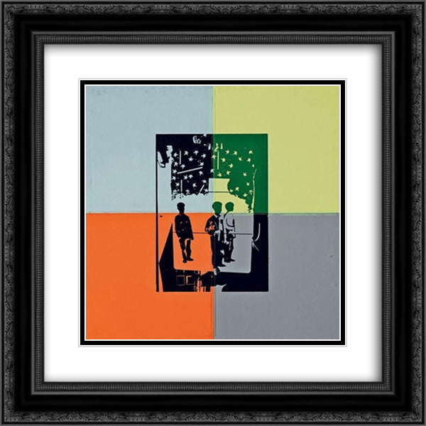 Compagni, compagni 20x20 Black Ornate Wood Framed Art Print Poster with Double Matting by Schifano, Mario