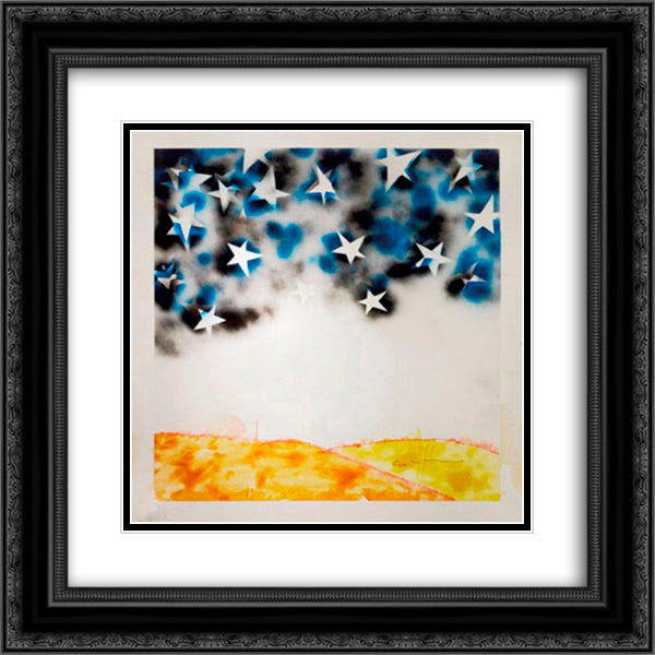 Le Stelle 20x20 Black Ornate Wood Framed Art Print Poster with Double Matting by Schifano, Mario