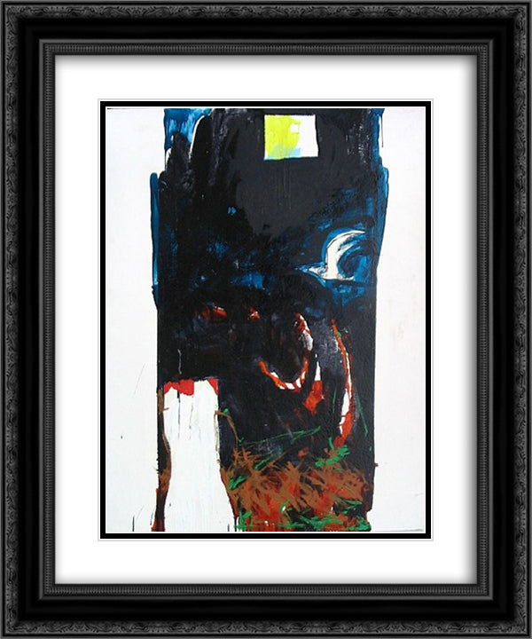 Nottetempo 20x24 Black Ornate Wood Framed Art Print Poster with Double Matting by Schifano, Mario