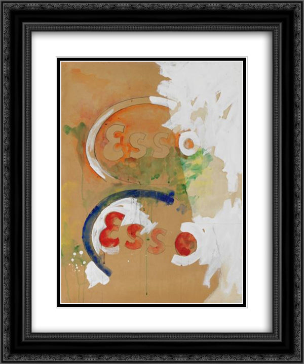 Segni di energia 20x24 Black Ornate Wood Framed Art Print Poster with Double Matting by Schifano, Mario