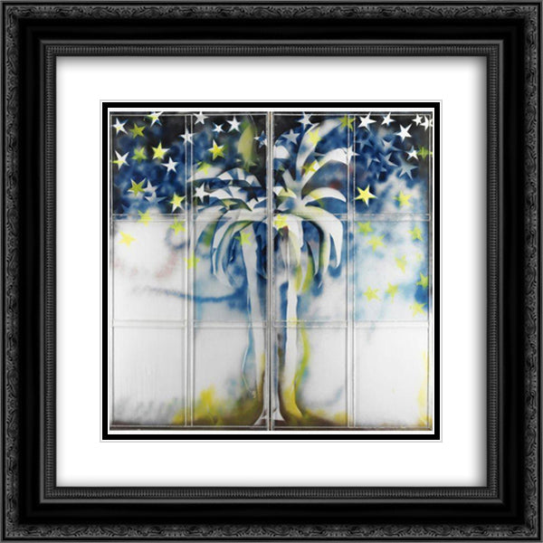 Tutte stelle + particolare dell'oasi 20x20 Black Ornate Wood Framed Art Print Poster with Double Matting by Schifano, Mario