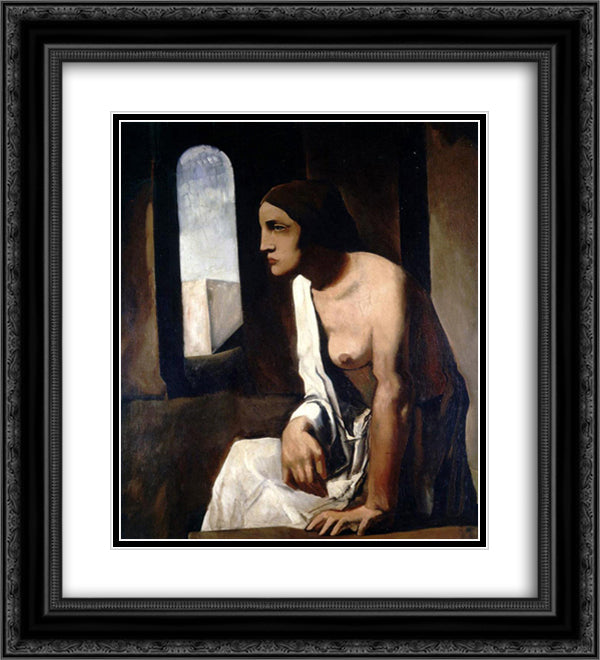 Solitude 20x22 Black Ornate Wood Framed Art Print Poster with Double Matting by Sironi, Mario